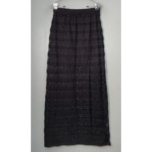 Sheer Dark Romantic Juniors Size Medium Long Black Lace Skirt Whimsigoth Grunge - Picture 1 of 6
